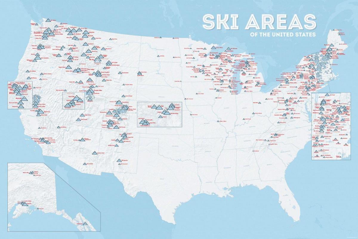 USA las estaciones de esquí mapa