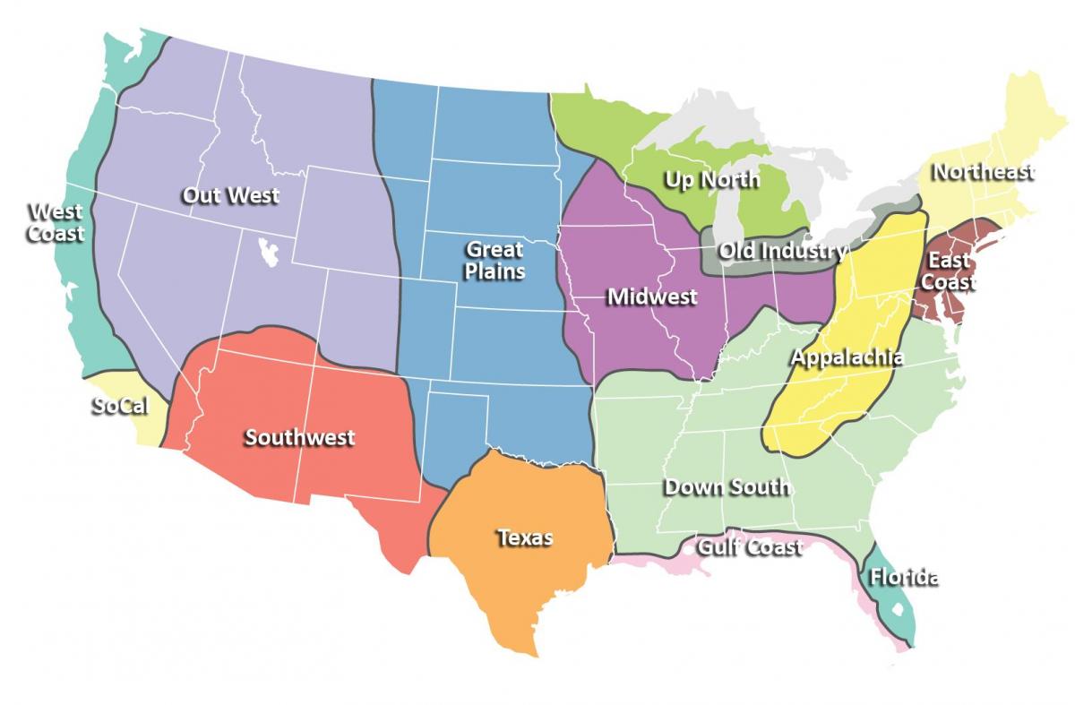 Las Regiones De Los Estados Unidos Mapa Mapa Regional De Los Estados