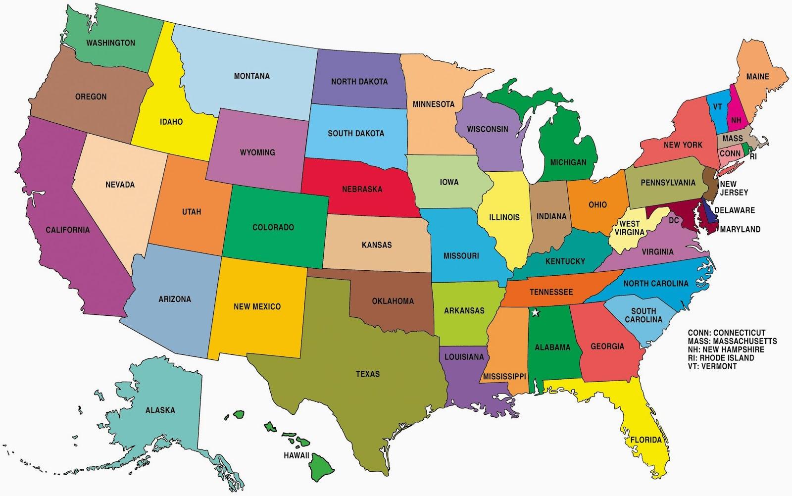 Mapa De Los Estados Unidos Por El Estado Mapa De Los Estados Unidos Por Estado America Del Norte America
