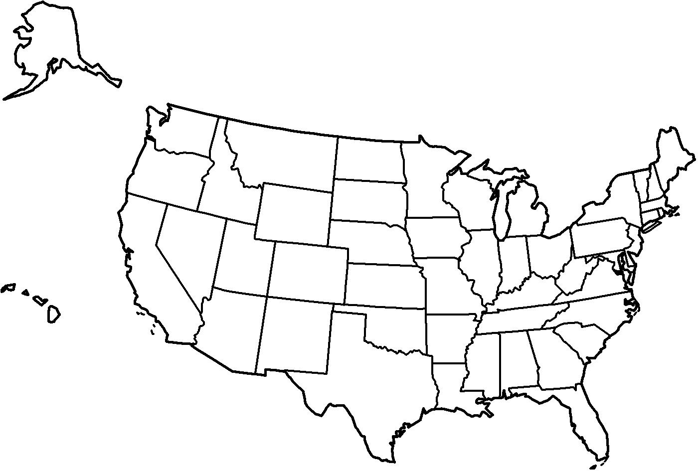 Mapa En Blanco Y Negro De Los Estados Unidos Estados Unidos Mapa En