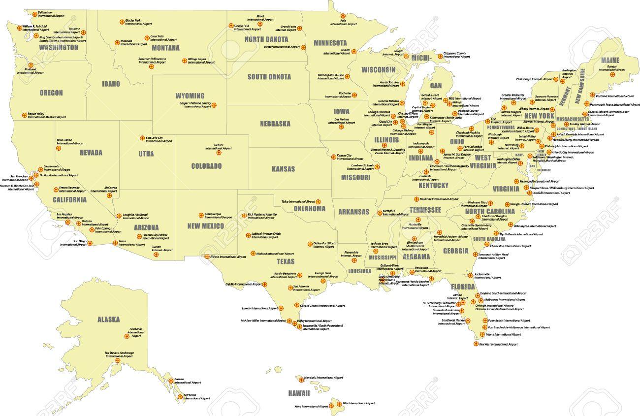 USA Los Aeropuertos Mapa Mapa De Estados UNIDOS Aeropuertos Am Rica   Usa Los Aeropuertos Mapa 