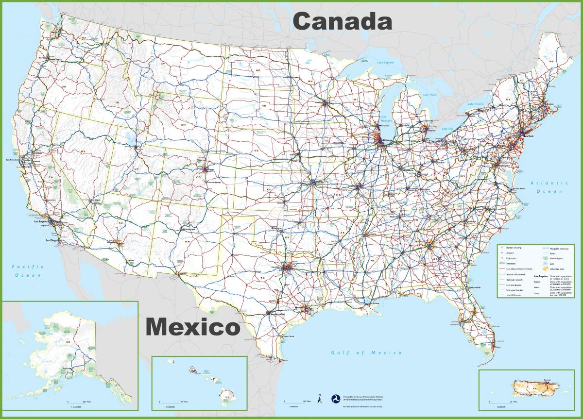 Estados unidos transportes mapa