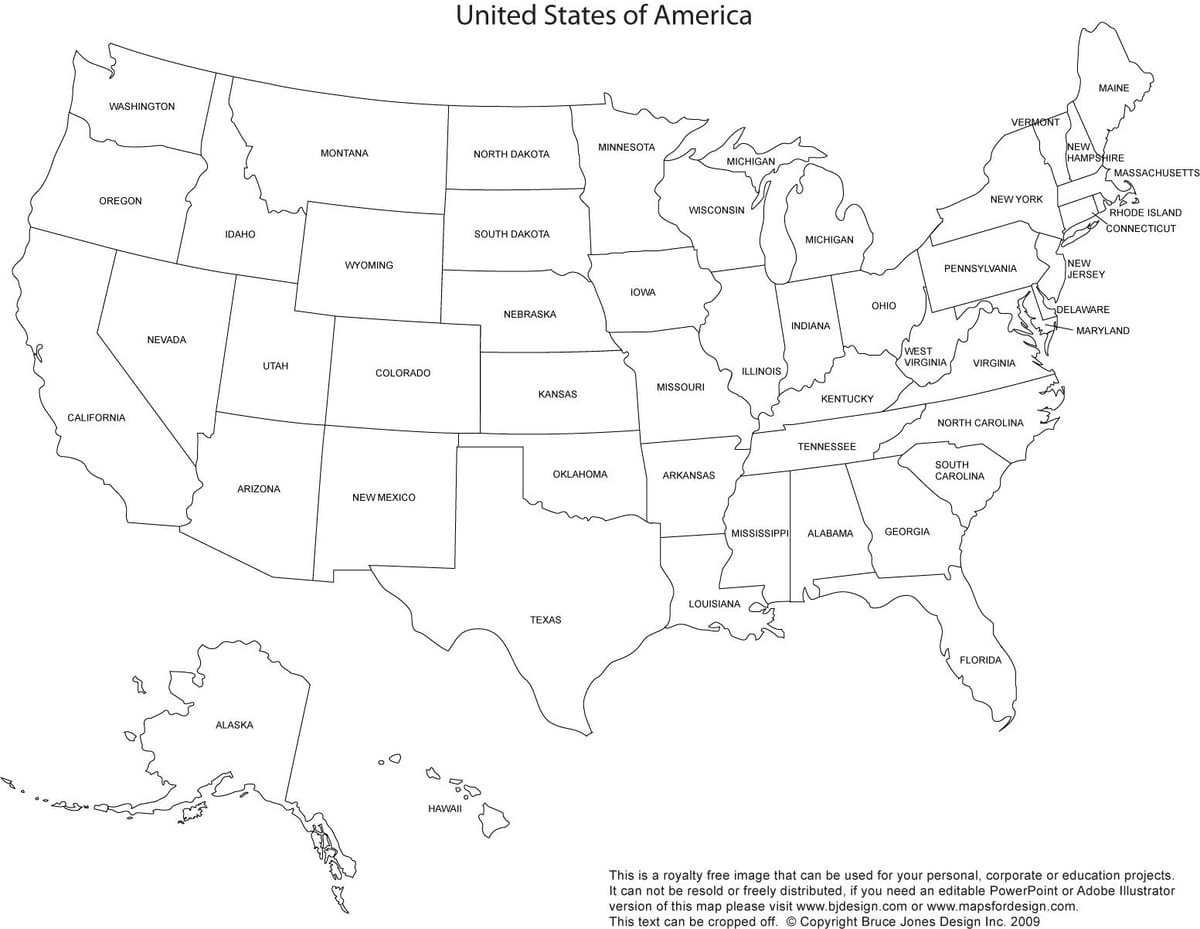 imprimibles de mapa de Estados unidos