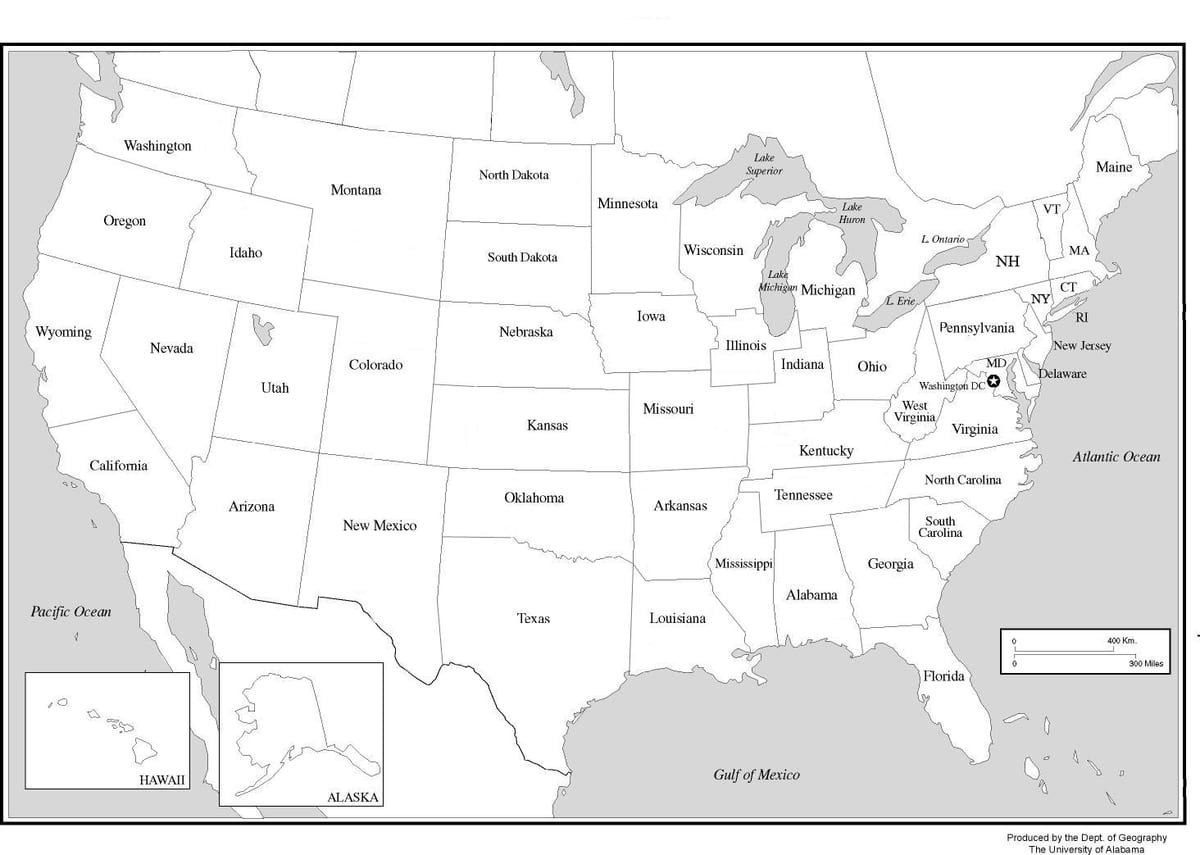 mapa de los 50 Estados