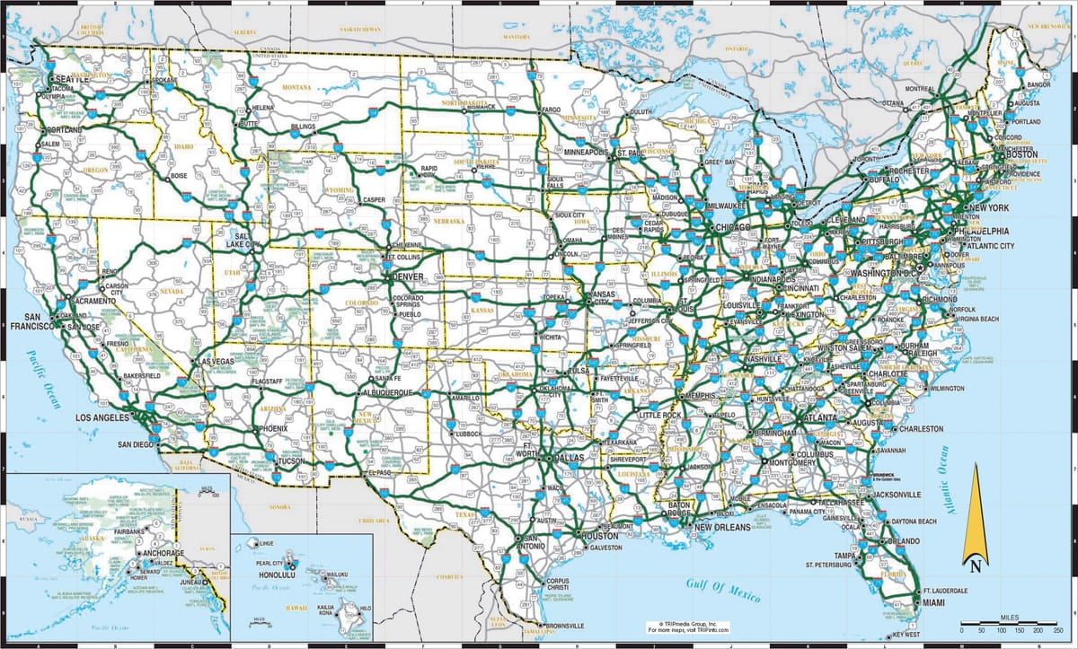 mapa de carreteras del sur de los estados UNIDOS
