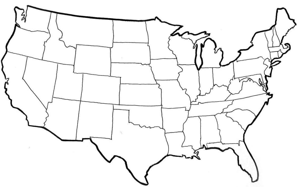 Estados unidos mapa del vector