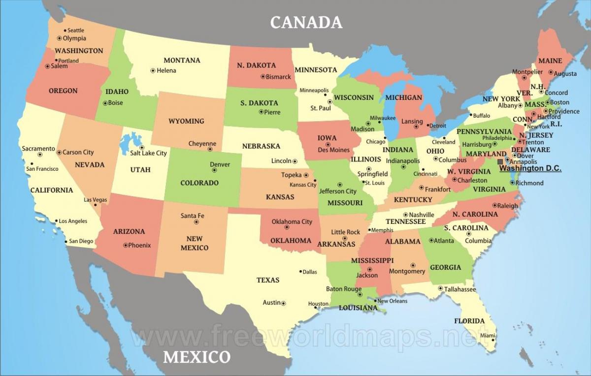 Mapa de los Estados unidos y en ciudades - NOSOTROS mapa de los Estados