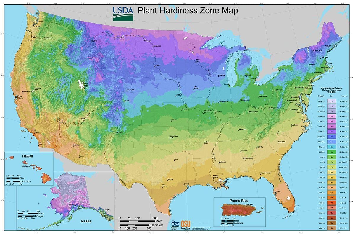 planta del usda mapa de zonas de rusticidad