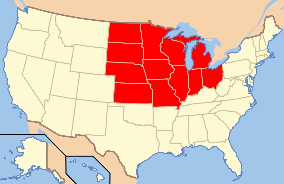 midwest el mapa de estados UNIDOS