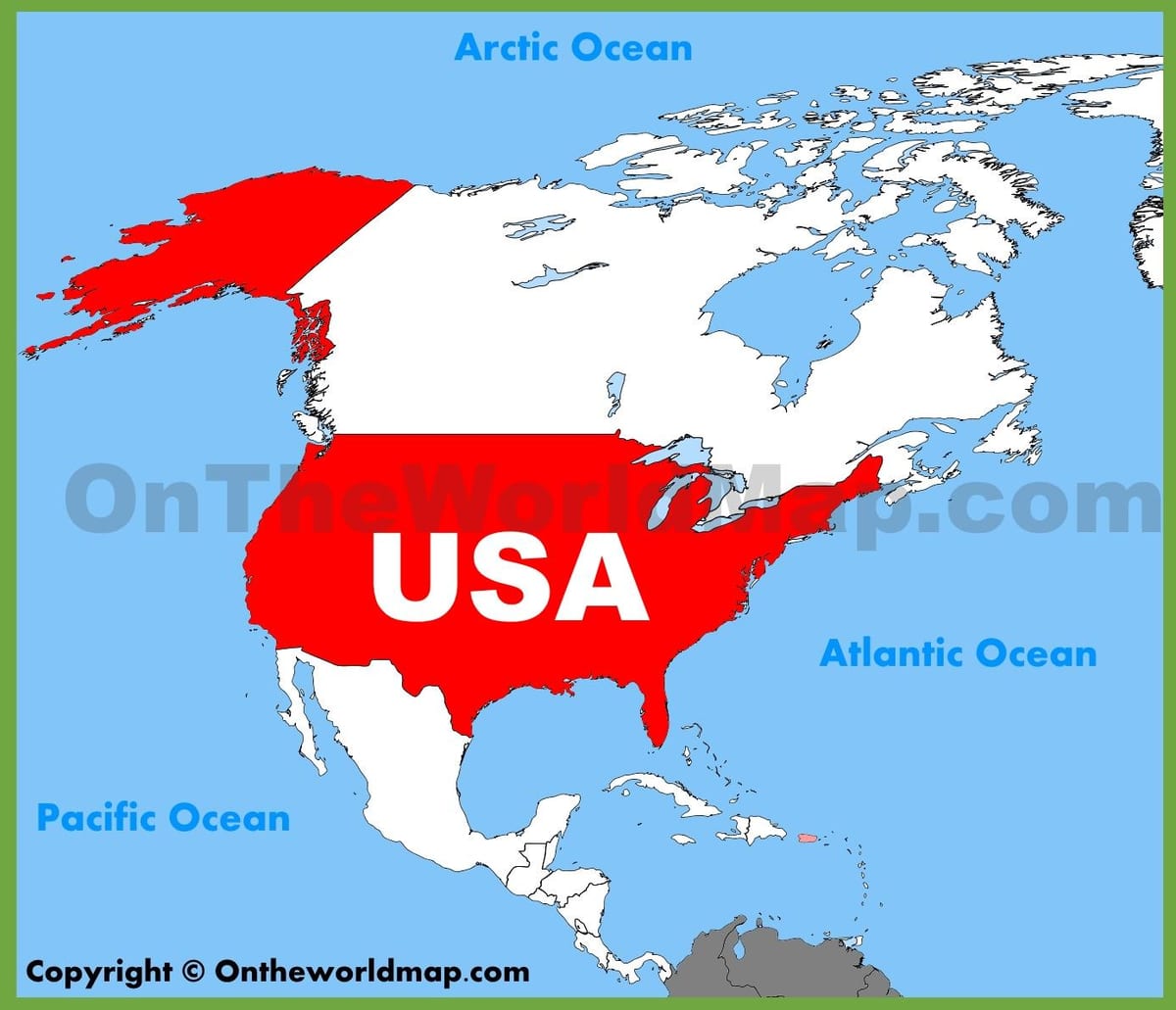 al norte de el mapa de estados UNIDOS