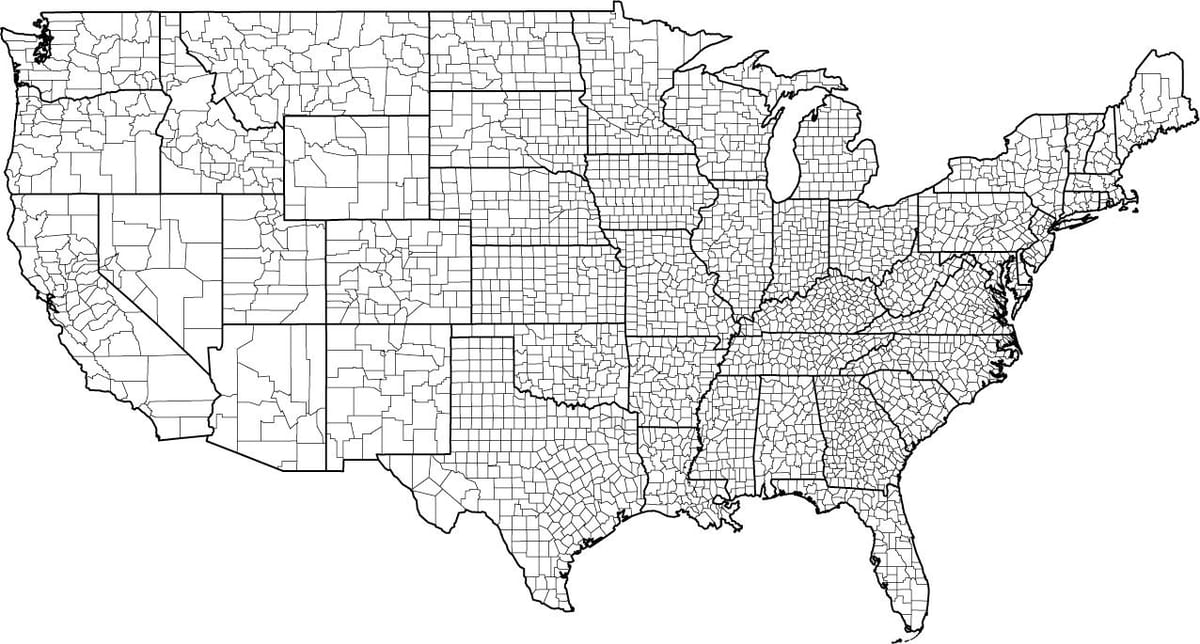 Estados UNIDOS condado mapa