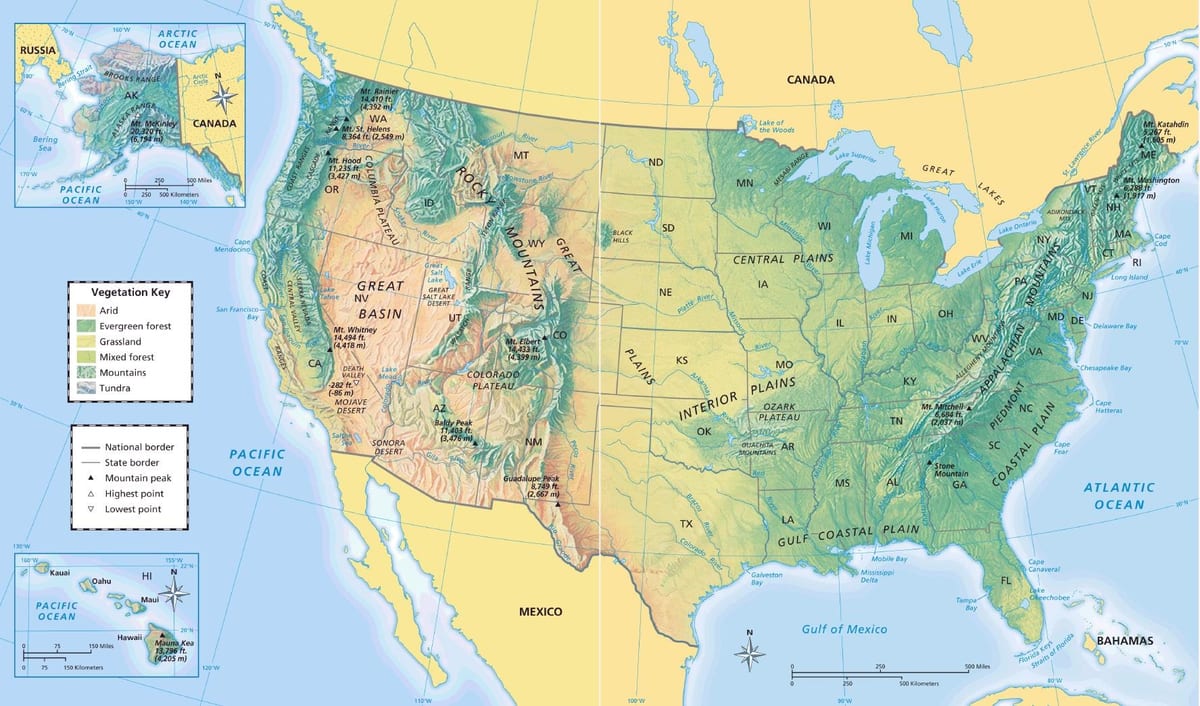 NOSOTROS mapa de la geografía