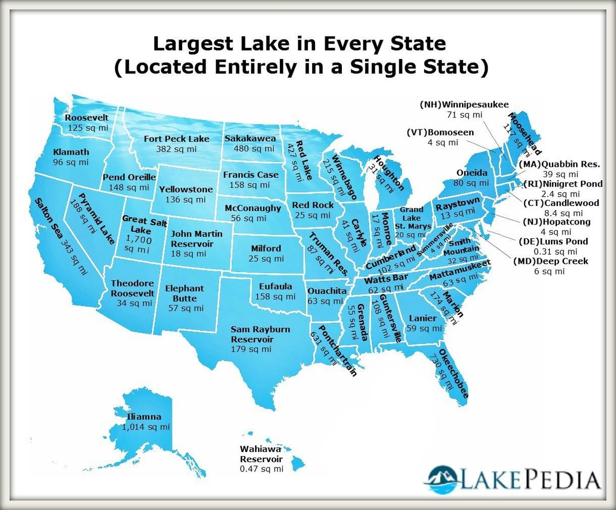 lagos en el mapa de estados UNIDOS