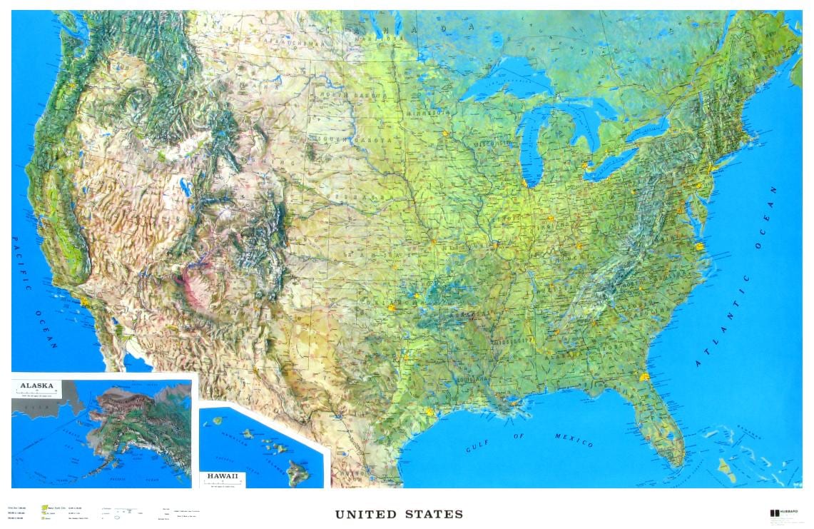 Alivio de los Estados unidos mapa