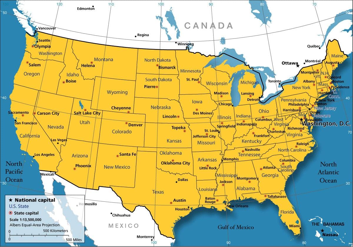 país en el mapa de estados UNIDOS