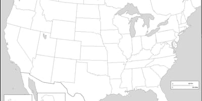 En blanco y negro mapa de estados UNIDOS