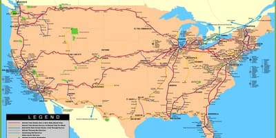 Tren el mapa de estados UNIDOS