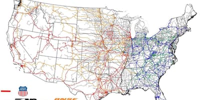 Mapa de los ferrocarriles en estados UNIDOS