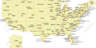 USA los aeropuertos internacionales de mapa