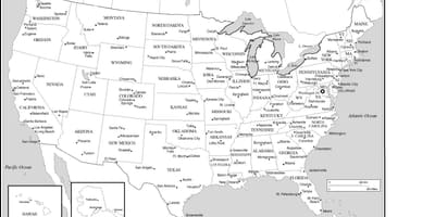 El mapa de estados UNIDOS con las principales ciudades