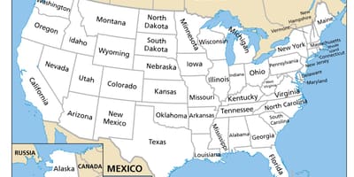 Mapa de Estados unidos con nombres de Estado