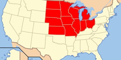 Midwest el mapa de estados UNIDOS