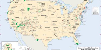 Oeste de los estados unidos mapa con los parques nacionales