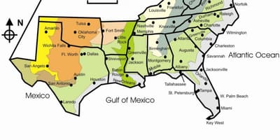 Sureste con NOSOTROS mapa con las ciudades
