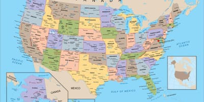 Mapa político de los estados UNIDOS