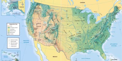 NOSOTROS mapa de la geografía