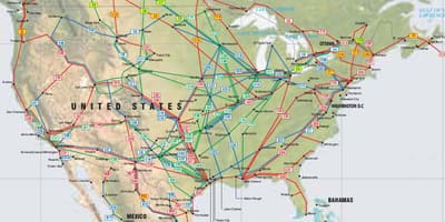 Mapa de los estados unidos de tuberías