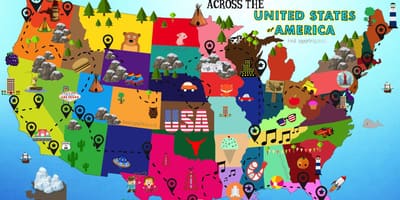 Viaje por carretera en el mapa de estados UNIDOS