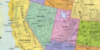 Mapa del oeste de los estados UNIDOS