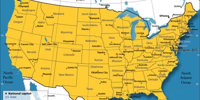 País en el mapa de estados UNIDOS