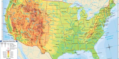 Mapa físico de los estados UNIDOS