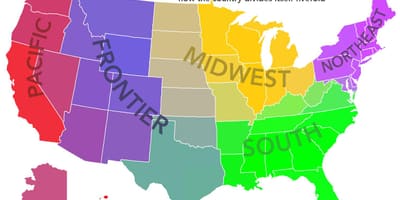 El mapa de estados UNIDOS regiones
