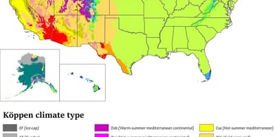Mapa del clima en estados UNIDOS